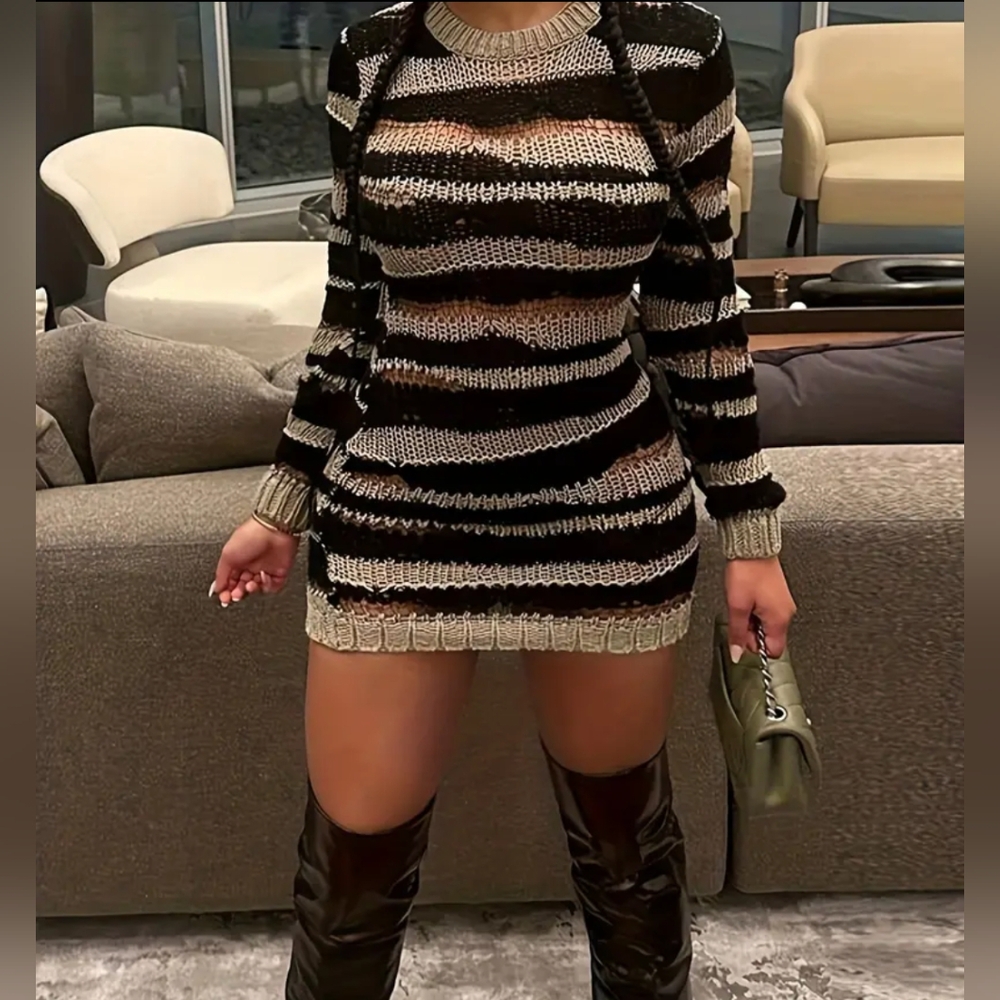 Striped Knit Dress - Picture 2 of 5